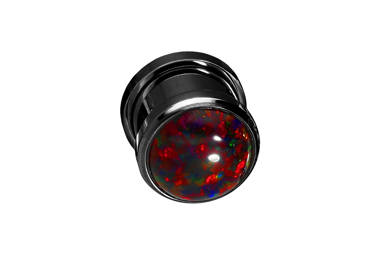 Chirurgenstahl Plug SYNTHETISCHER OPAL ++SALE++ von Piercingline
